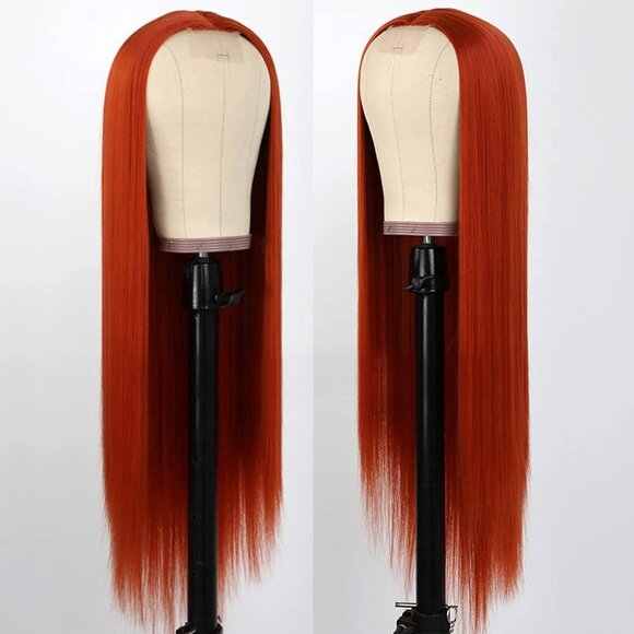 Dark Orange Middle Par Wig - Picture 3 of 4